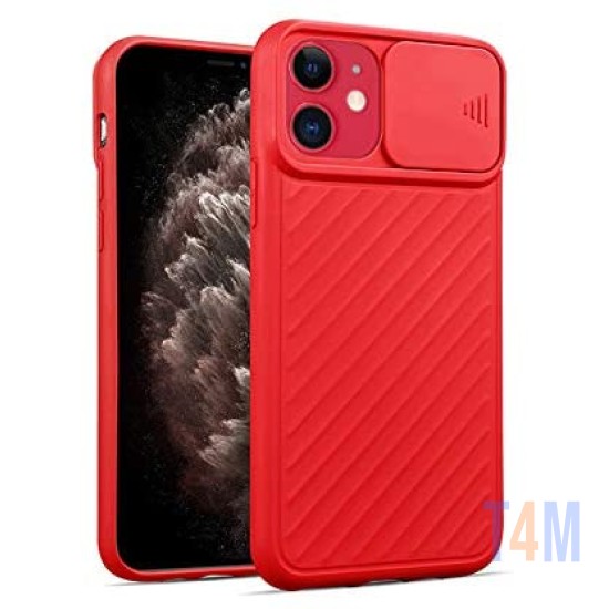 CAPA DE SILICONE COM PROTEÇÃO DE CÂMERA PARA APPLE IPHONE 11 VERMELHO